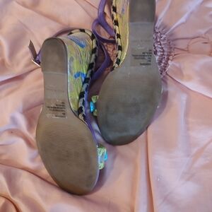 Betsy Johnson Blue Jodi Espradille Wedge Multicolor Sandals SZ 8M